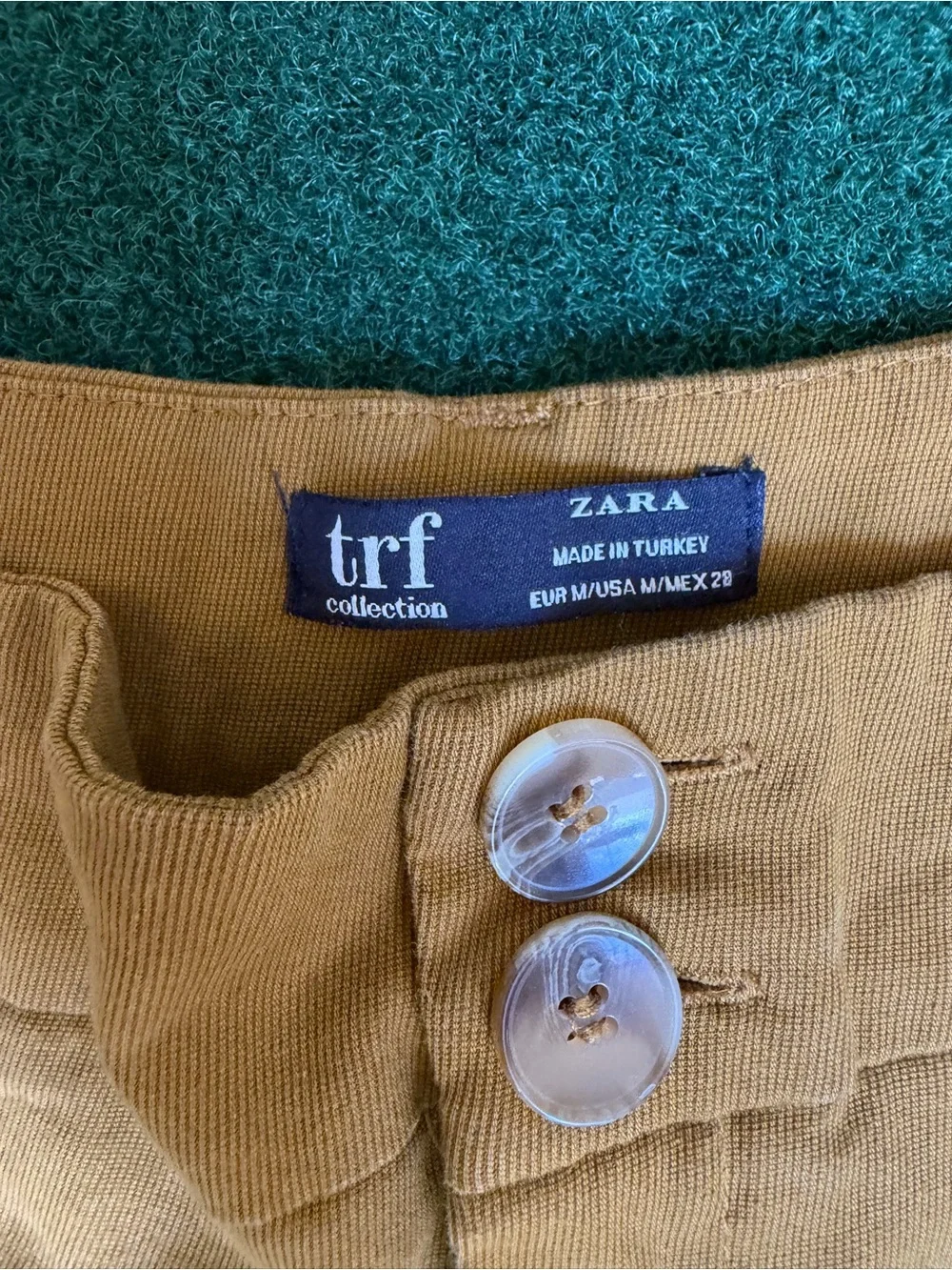 Zara Mustard Cuffed High-Waist Shorts